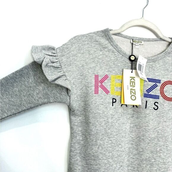 NWT KENZO KIDS Ruffle Dress in Grey - Picture 5 of 9